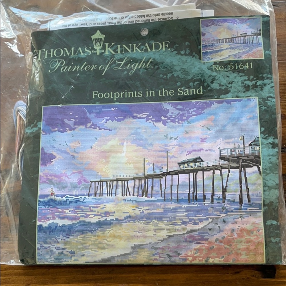 Thomas Kinkade Footprints In The Sand Cross Stitch